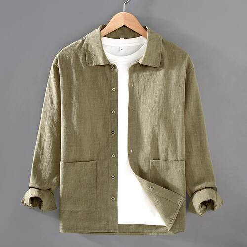 Men's shirts, men's cotton and linen men's shirts, long