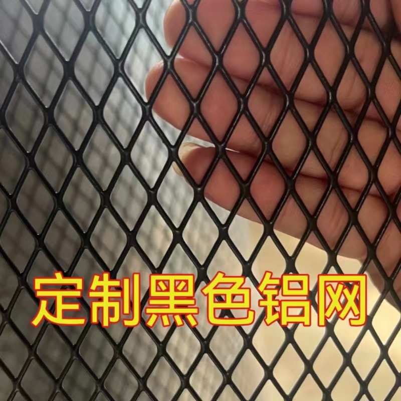 厂家厂家定制4X8黑色小孔铝网2X3毫米孔菱形网铝丝网阳台防护铝