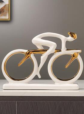 轻奢创意客厅玄关书柜酒柜摆件自行车书房运动单车模型装饰品摆设