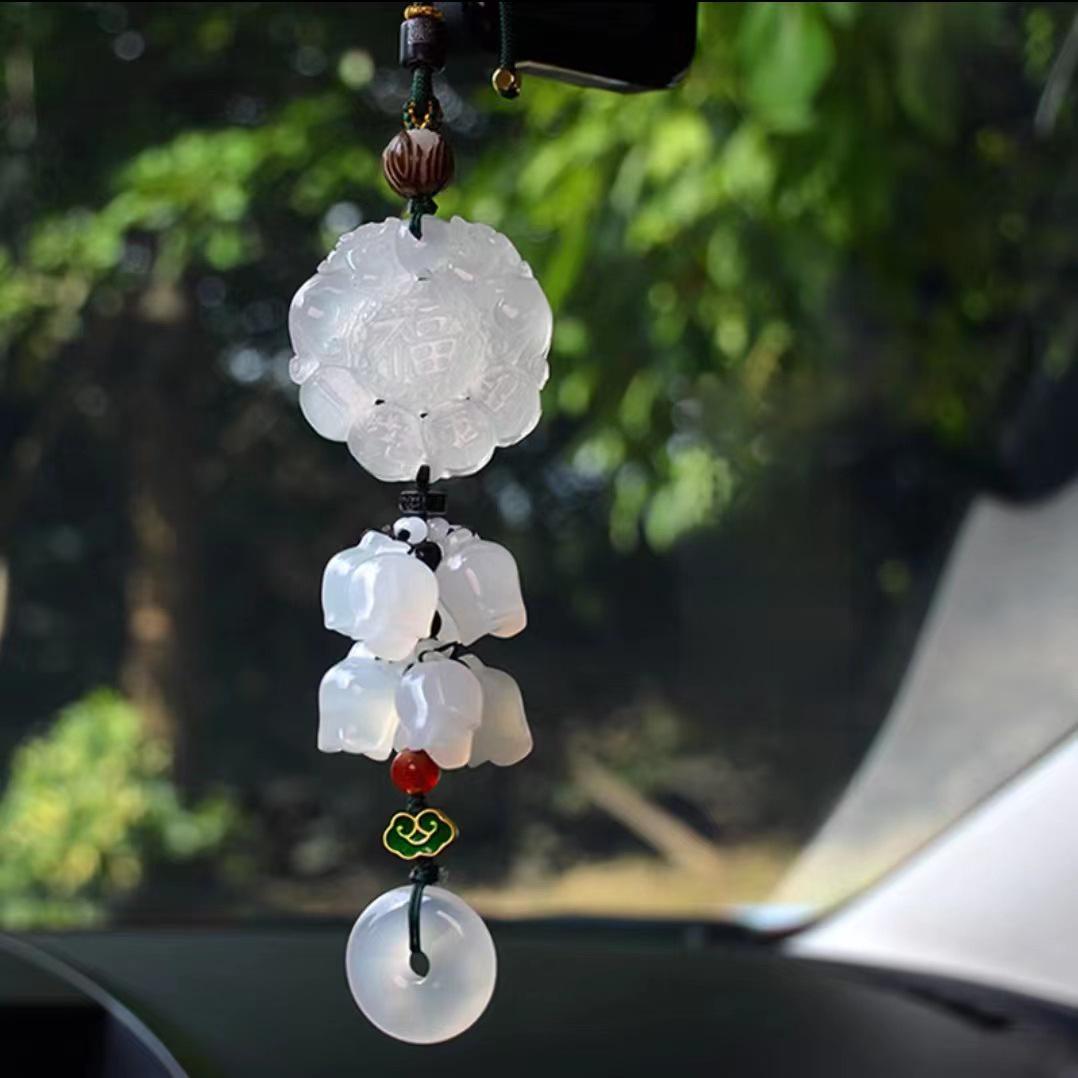 吊安福高级坠感平车内玉石饰品汽车挂件饰挂饰短款车载高档男女吊