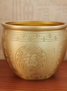 黄铜米缸百福铜缸全铜八方财缸对联缸聚宝盆招财摆件客厅财位摆件