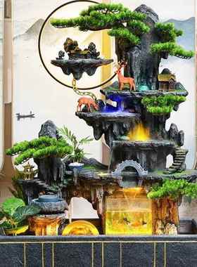 式山摆水景观流水件客厅装开业送礼办公tb-73091室落地摆饰件中循