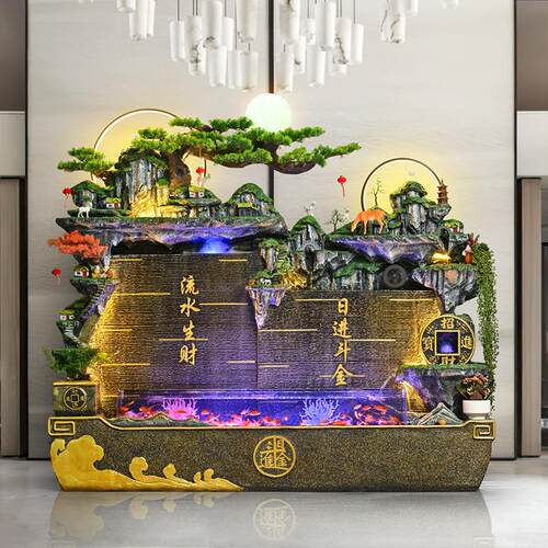 假流山水喷摆泉花养鱼缸办公室酒店客厅阳台园装RVR饰送礼家居落