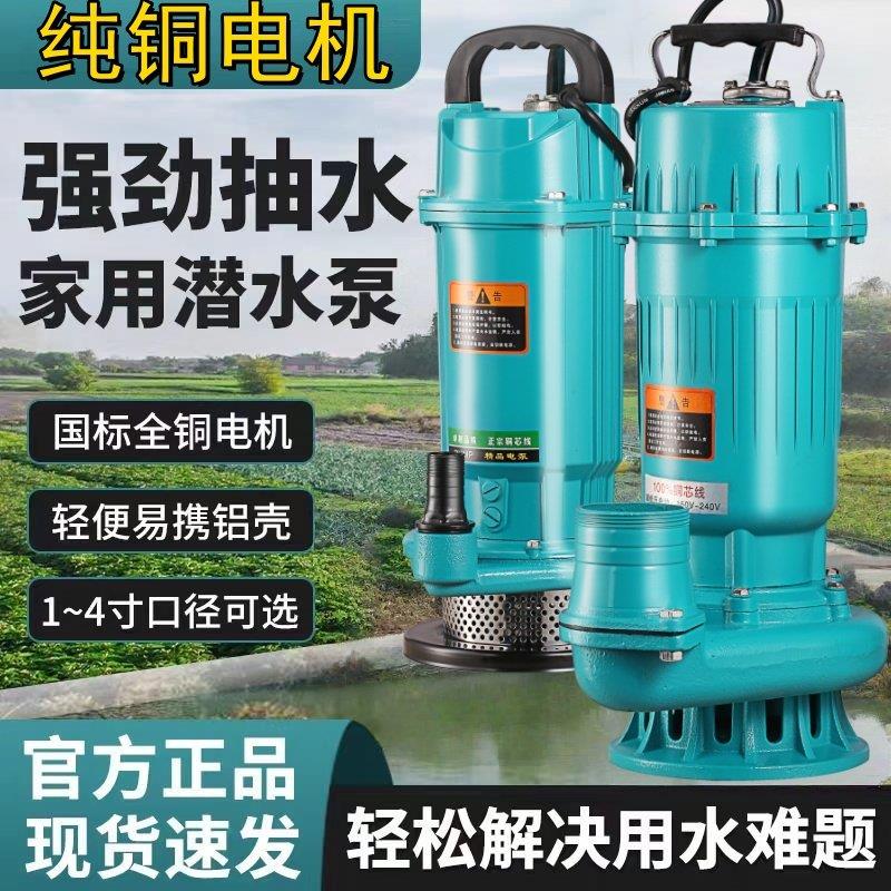 顺民全铜小型潜水泵220v伏家用抽水农田园林灌溉大流量高扬程水泵