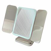 宿舍LED台式 桌面化妆镜收纳盒贝壳三面折叠梳妆镜镜补光真实充电