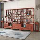 实仿博古架多宝阁中式 架办公室商铺隔书断架茶柜木摆件架陈列古柜