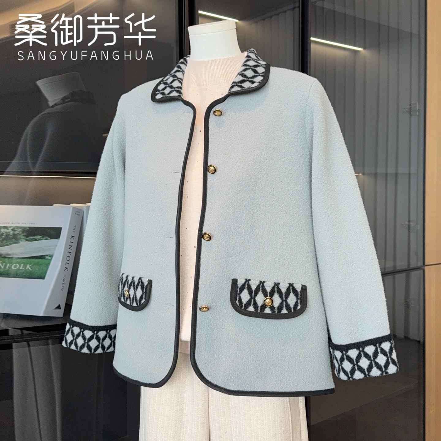 时尚妈妈洋气高贵小香风短款外套中老年女装秋冬新款休闲毛呢上衣