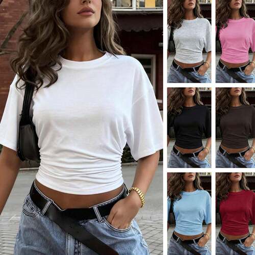 Women Sleeve Y Type Blouse Plain Organic Textile Wear Casual