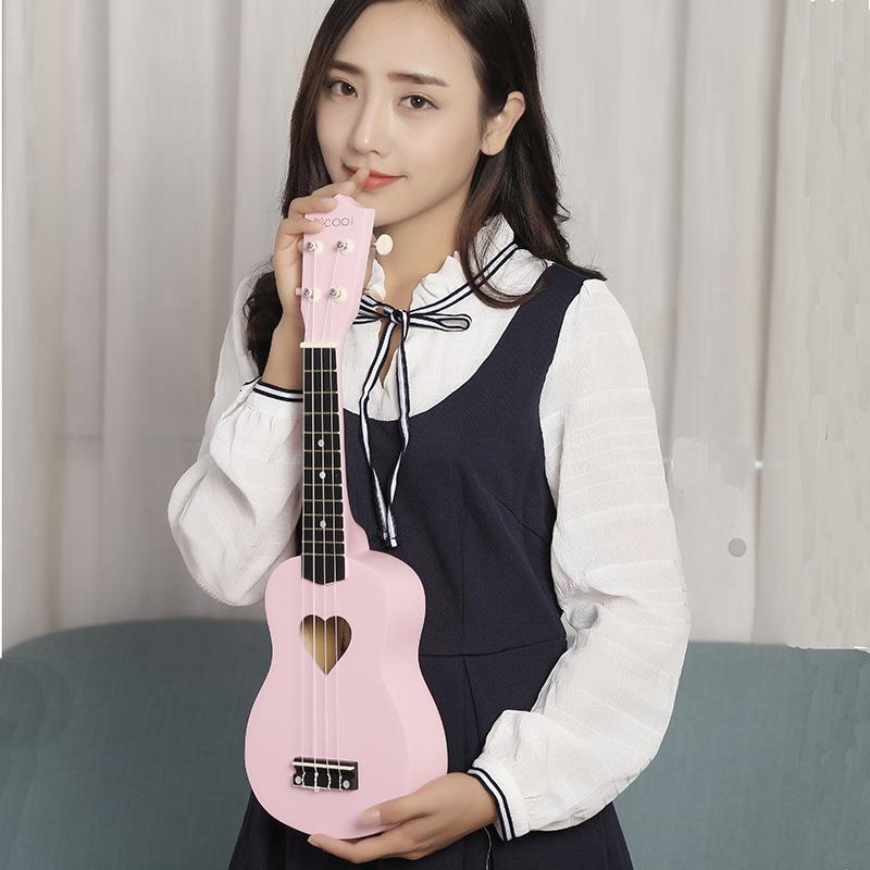 Mcool21寸心形尤克里里乌克丽丽初学者学生儿童小吉他可刻字乐器