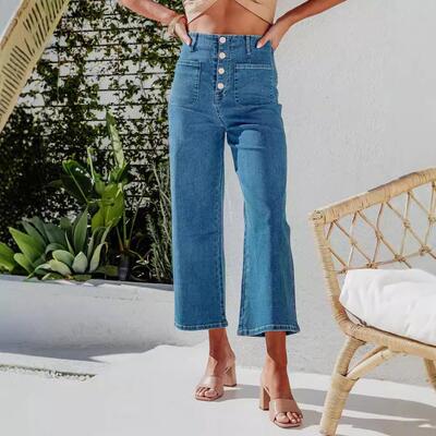 Women Leg Jeans Waisted Zimbaplatinum Stretchy Straight