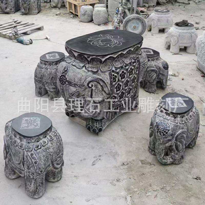 石雕象墩坐凳大理石石桌石凳中式庭院复古工艺石桌厂家