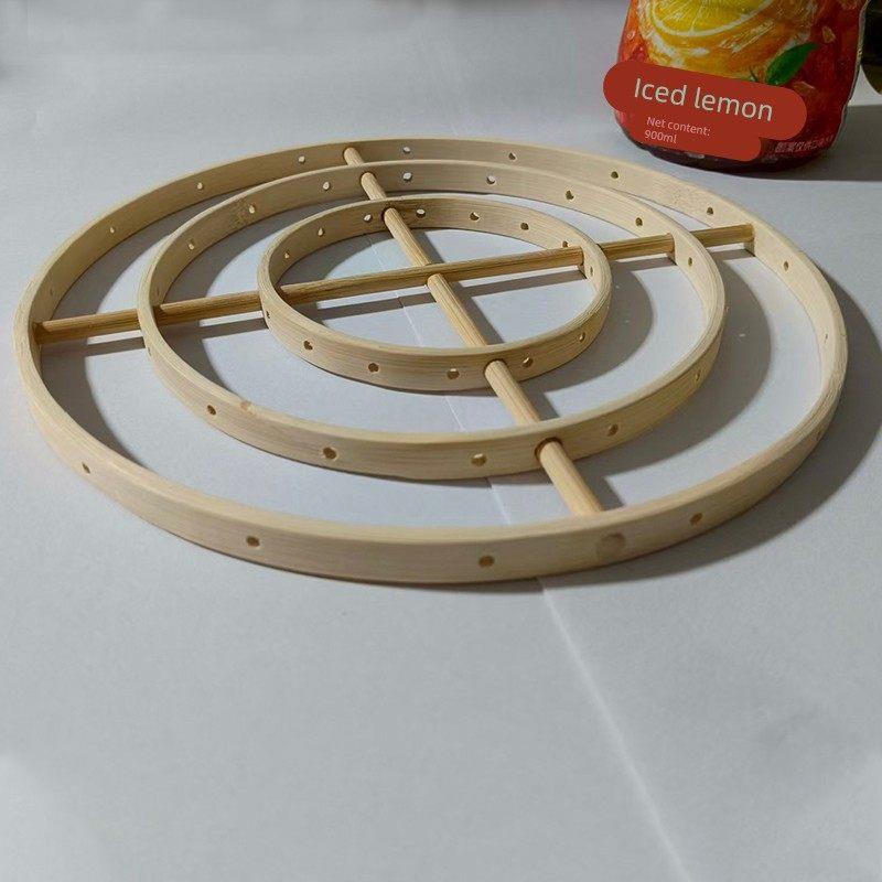 diy贝壳风铃支架骨架纱灯打孔制作竹圈圆环顶盖手工床头音乐铃材