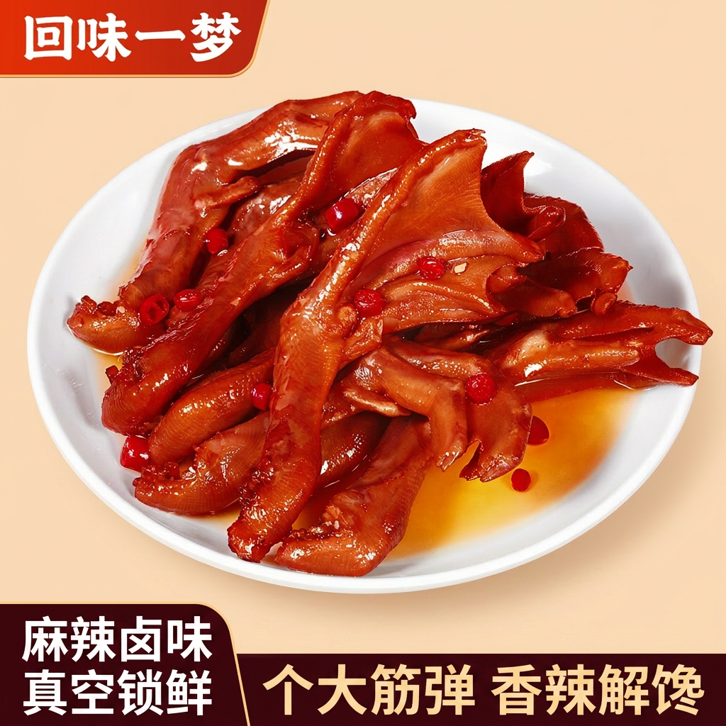 回味一梦鸭爪鸭掌100g真空袋装卤鸭爪麻辣卤味鸭脚鸭货休闲零食