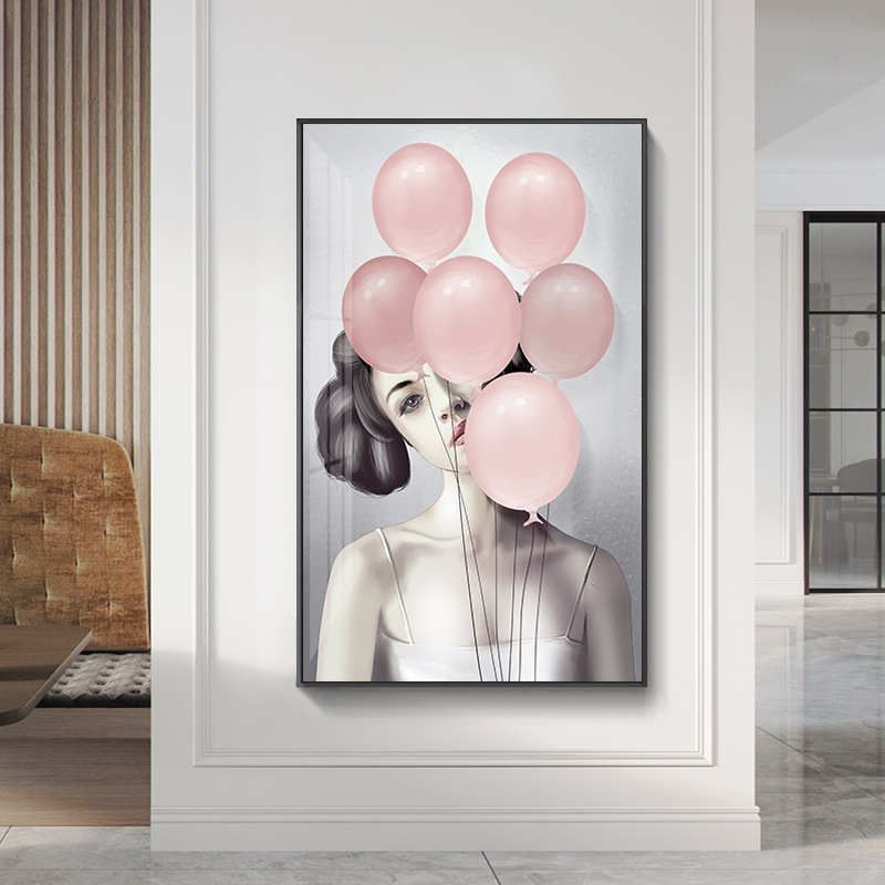 美容院女人物玄关装饰画轻奢挂画个性创意发廊服装店壁画晶瓷画