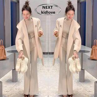 香港小香风连帽呢子大衣女外套秋冬高级感中长款 上衣潮 超好看时尚