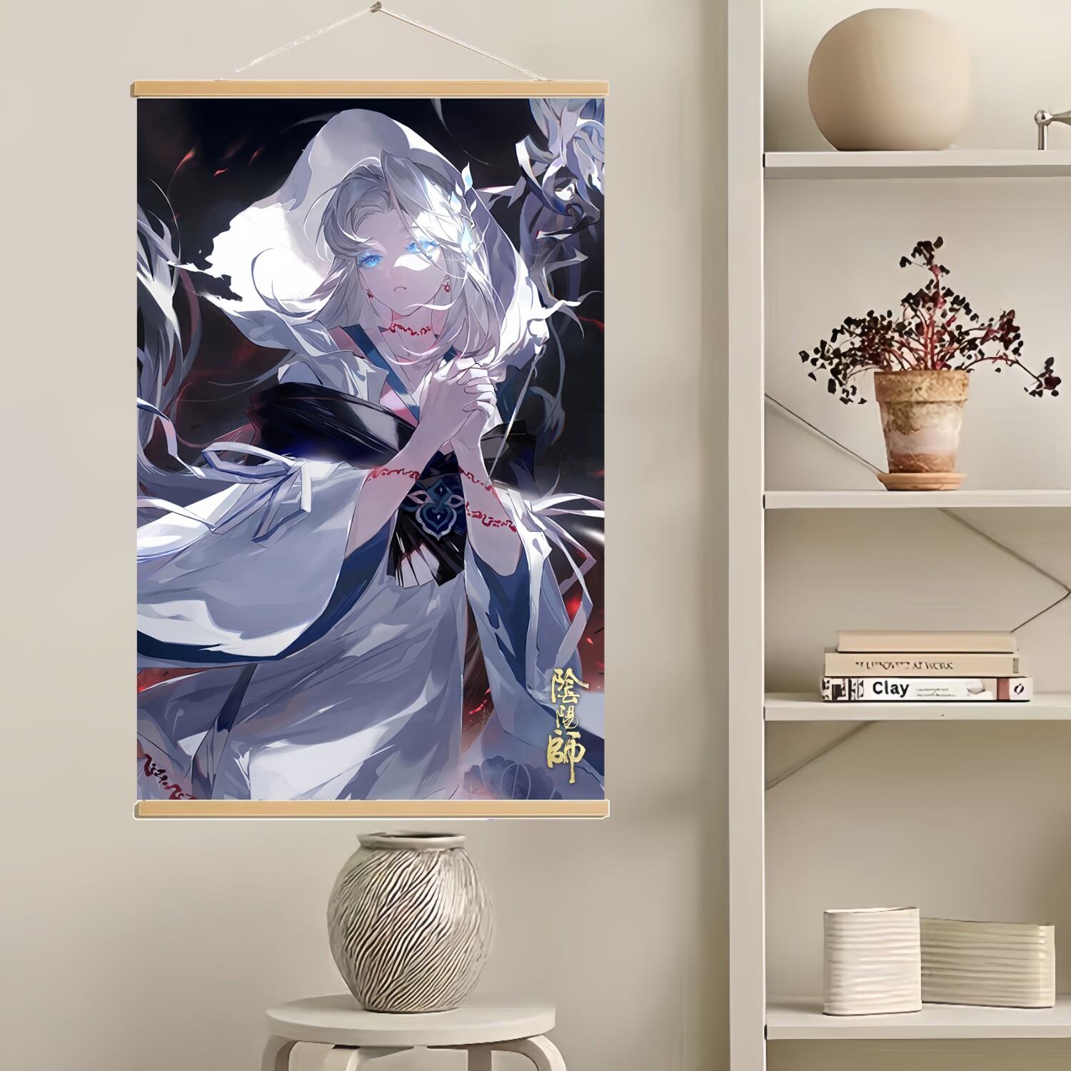 祸津神阴阳师周边卷轴挂画式神二次元唯美少女床头墙面壁纸装饰画