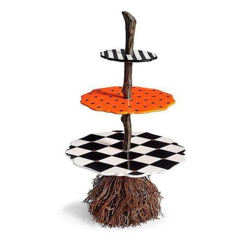 Halloween Broom Table Tree Root Decor Round/Square Resin扫把