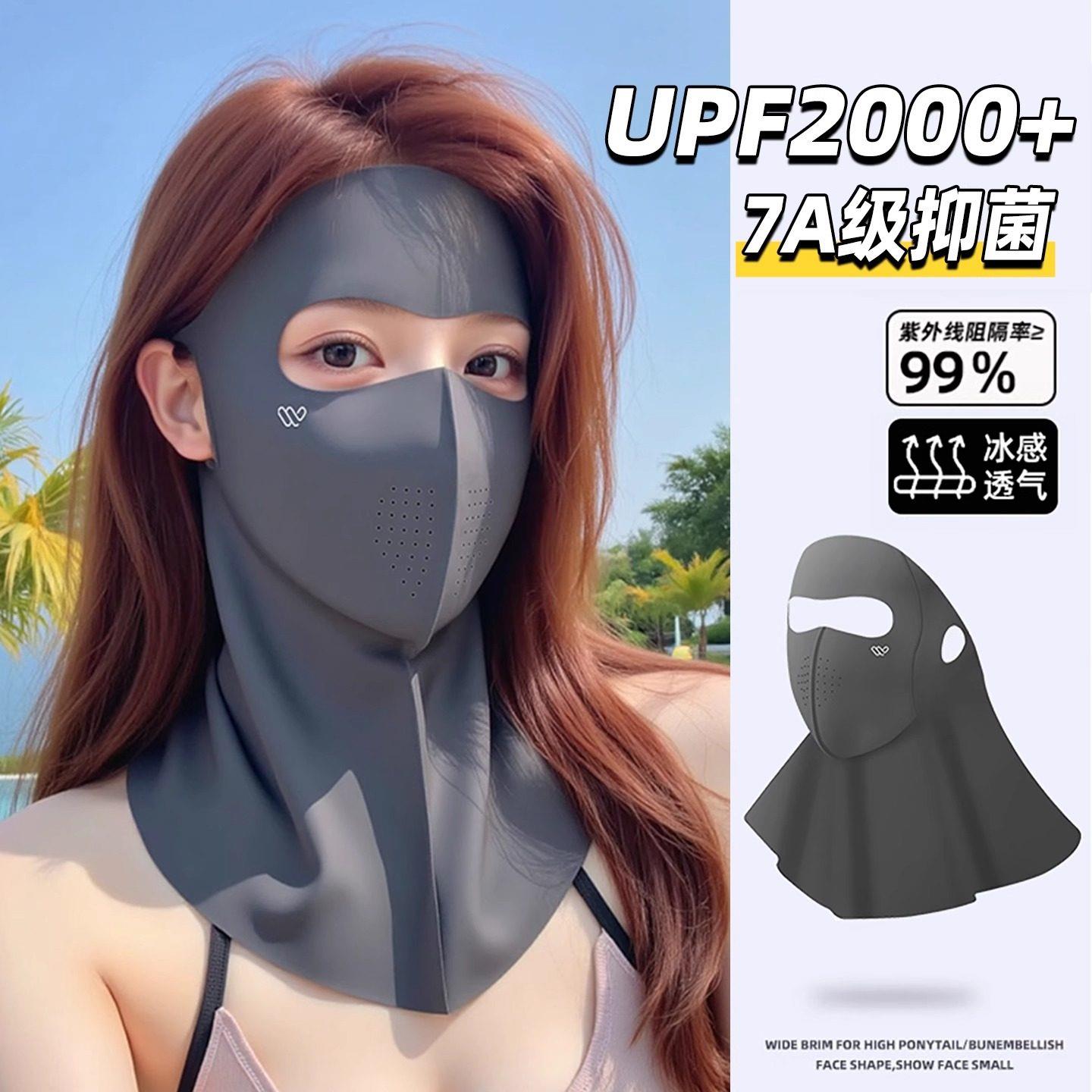 日本进口2025新款防晒面罩女全脸夏冰丝脸护颈玻尿酸口罩