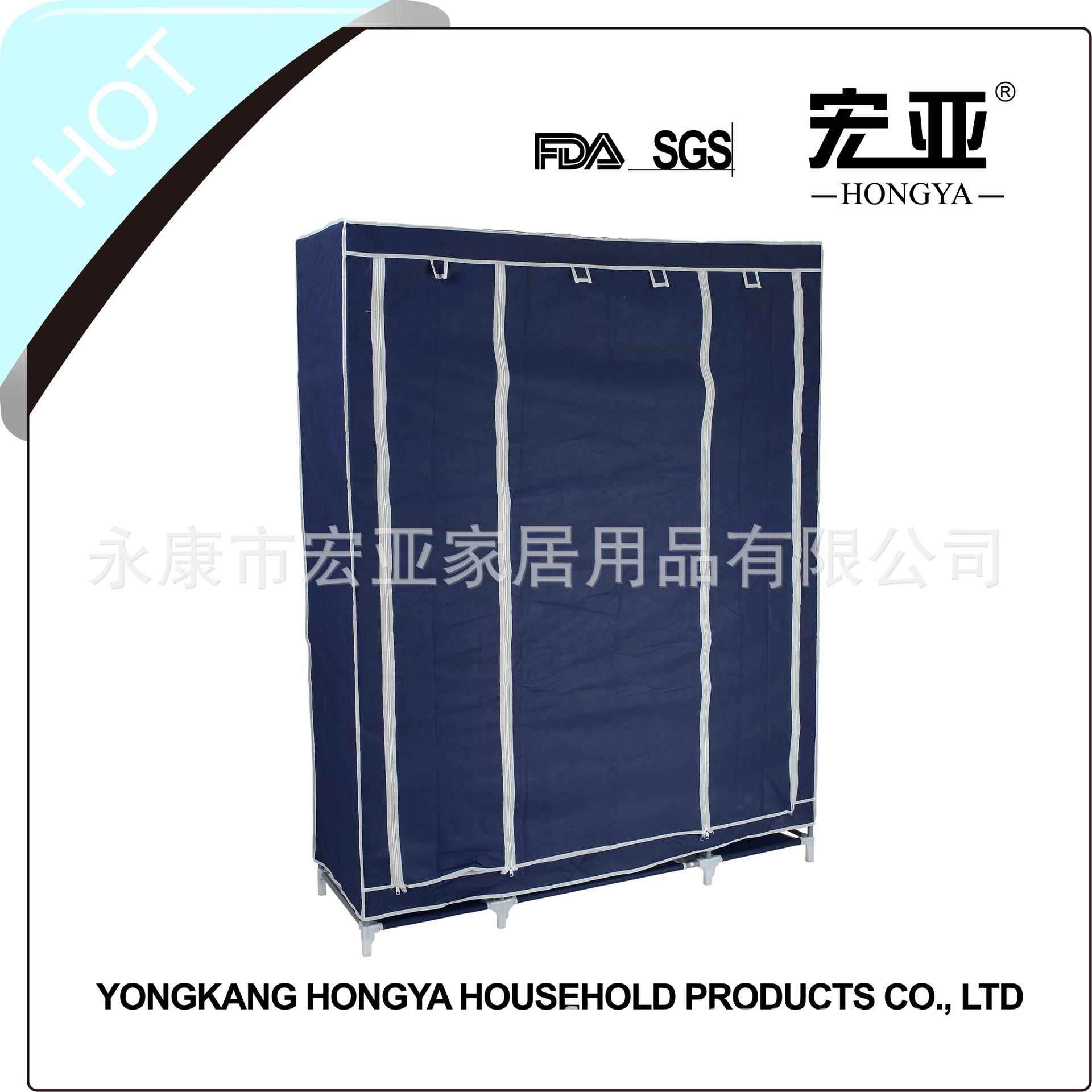 畅容销款大量VIS衣柜3门拉链铁管组加固简易合防衣尘柜