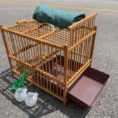 画 画眉洗澡笼竹制洗澡鸟笼竹笼冲凉笼洗凉笼鸟类清洁笼八哥鹩哥