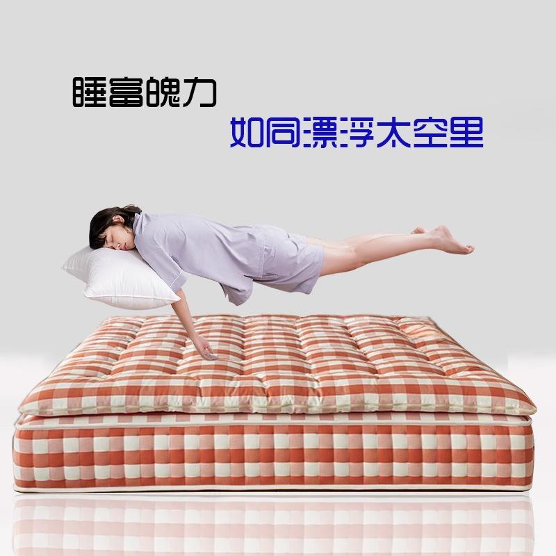格子布马尾毛纯手工床垫独立袋弹簧席梦思可定制无胶水高端厚软垫