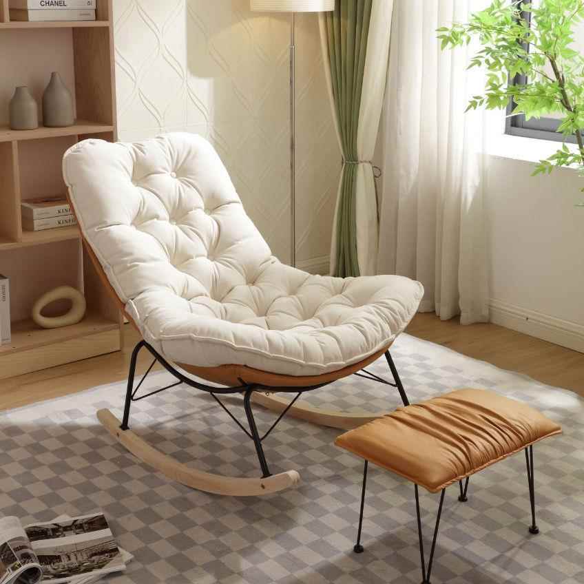 休闲家用摇椅懒人躺椅轻奢客厅科技布沙发椅单人网红摇摇椅子成人