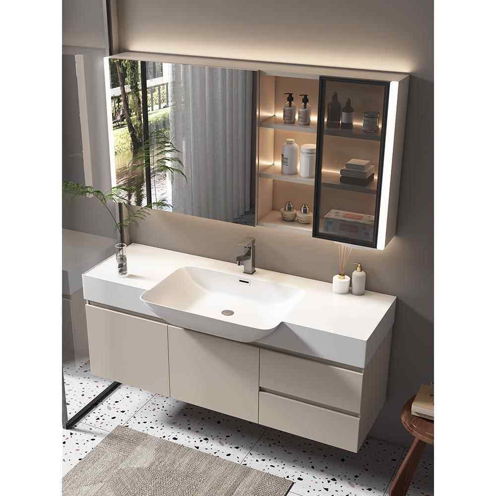 40cm宽大肚一体盆浴室柜超薄极窄小户型卫生间窄边陶瓷洗手台萧山