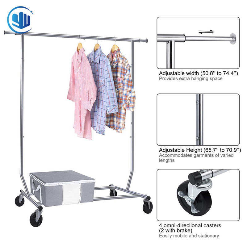 重型晾衣架服装店陈列展示简约挂衣架落地式可移动折叠衣帽架衣杆