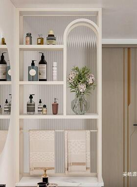 现简约漱奶油风卫生间洗柜台干TOR湿代区卧室置物架半墙屏风隔断