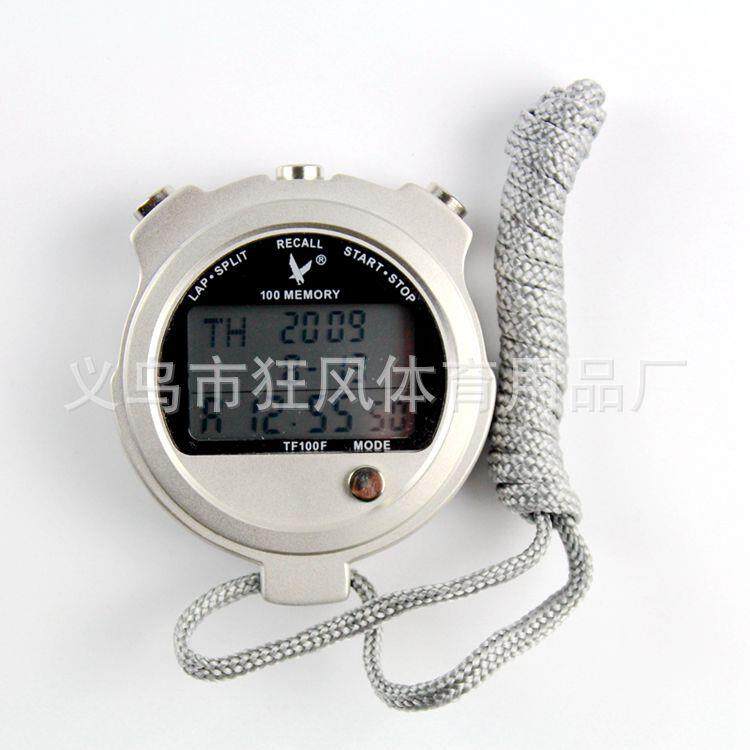 天福100F秒表 金属外壳三排100道秒表 比赛计时工具 电子