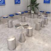 网红咖啡不锈钢卡座沙发工业靠墙风奶茶甜品店桌284椅厅长条凳子