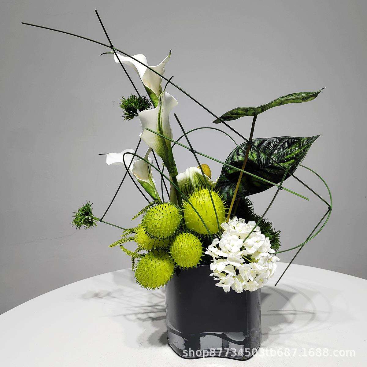 现代轻奢仿真花艺设计插花装饰假花高品质样板房洽谈桌装饰花摆件
