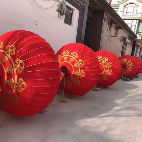 植绒铁口灯笼广告圆形户外元旦商场大门装饰大红宫灯欢度佳节