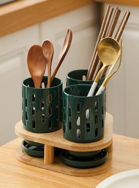 筷子筒篓筷子筷笼KT家收用置物厨架房用品镂空创意沥水瓷竹纳盒餐