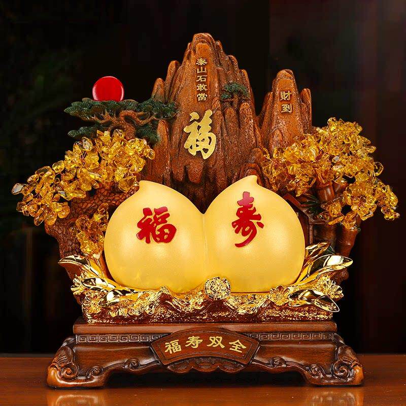 寿比南山寿桃摆件送爷爷奶奶70 80老人生日礼物长辈祝寿大寿礼品