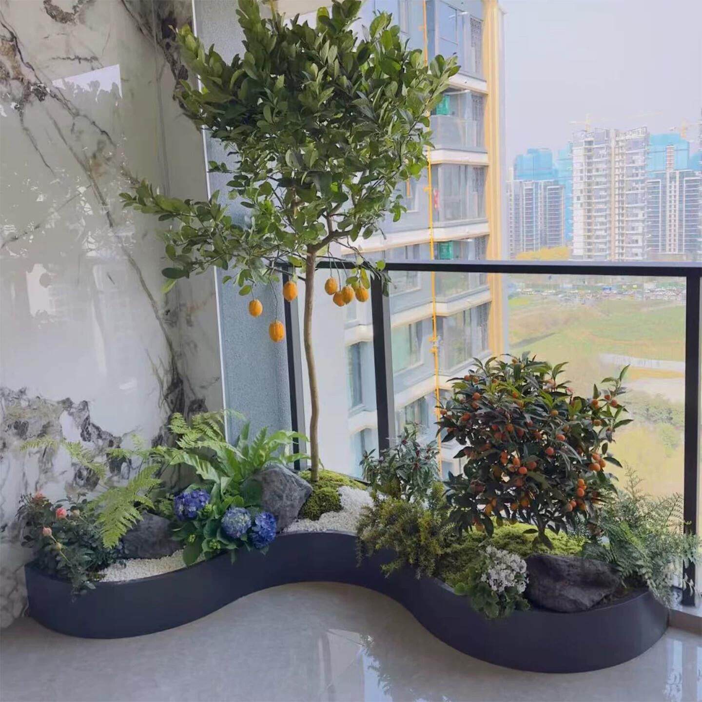 室内阳台不锈钢花箱组合转角室外露台异形种植箱庭院造景花坛