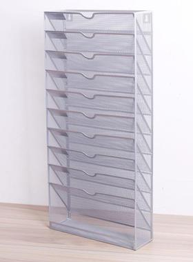 1办0层银色多层文件架铁艺报架A书4壁挂式公73064收纳报刊架杂志