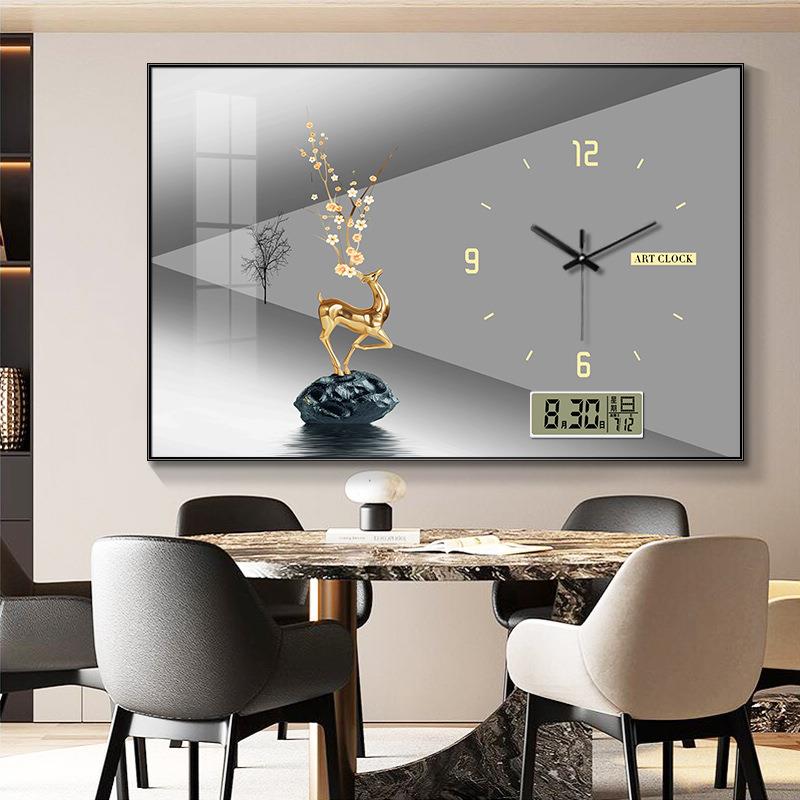 电表箱装饰画带万年历钟表遮挡配电箱电闸电源开关盒挂画轻奢风