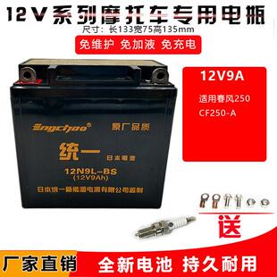 CF250 适用春风250NK 250CLX A摩托车电瓶12V9A蓄电池DB9