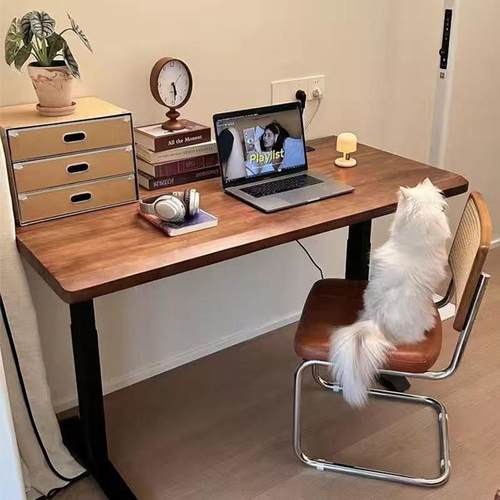 HSV木电动升实电降桌脑桌学习桌书桌家用公办桌电竞桌子可升降工