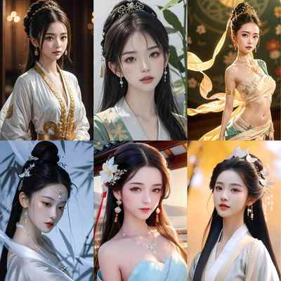 AI古风美女海报古装ai墙贴装饰画卧室墙面写真图片女生壁纸画