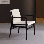 皮洽谈椅设计师舒适时尚 酒店餐椅实木奢椅书靠背椅家用高端扶手轻