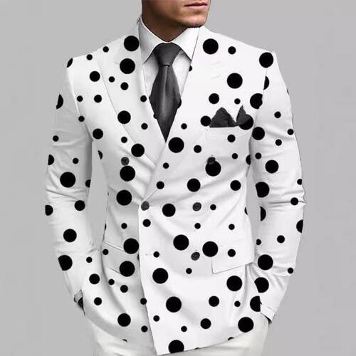 Men's printed double-sided slit suit jacket suit