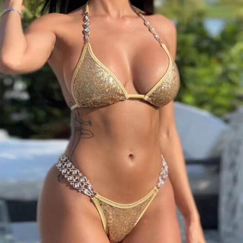 Beach Bikini Crystal Women's Split Swimsuit