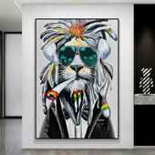 饰画儿童房轻奢肌理画 玄关挂画客厅装 Notareart手绘油画 雄狮