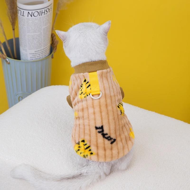 猫咪衣服秋冬装2024新款蓝猫英短宠物小狗卫衣加绒可爱小老虎绒衣
