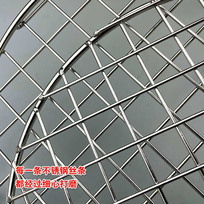 BC10圆形不锈钢烧烤网炸鸡架专用网夹子带把手加粗网格不沾肉网格
