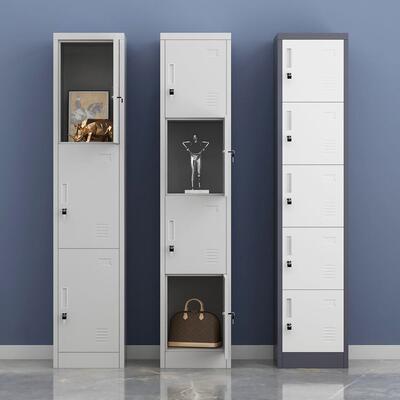 制钢单门更衣柜双人柜员工宿铁舍家用阳台皮柜收纳储物柜UFK夹缝