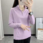 户外运动速干衣女夏季 立领运动徒步弹力上衣透气登山快干衣服 长袖