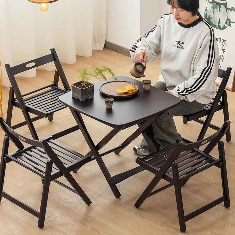 折叠小桌子方桌户外露营便携式茶几实木阳台迷你休闲野餐桌椅套装